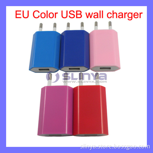 Color USB 5V 1000mA EU Wall Charger AC Power Adapter for iPhone 4 5, iPod, Samsung Mobile